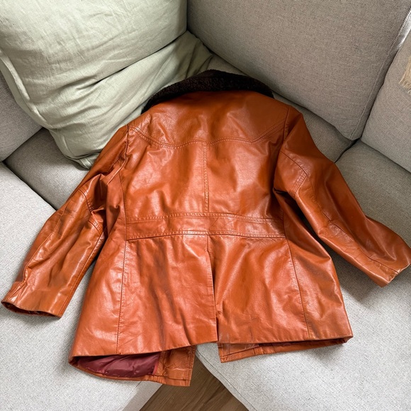 Vintage Leather Fur Collar Coat - Picture 6 of 13